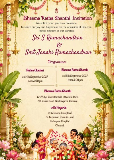 Bhima Ratha Shanthi Invitation Card Maker | WishMeInvites