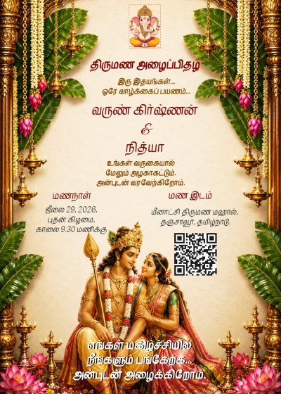 Murugan Theme Wedding Invitation Card
