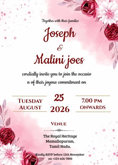 Pink theme Wedding Invitation