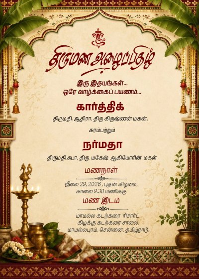 Tamil Traditional Wedding Invitation Template