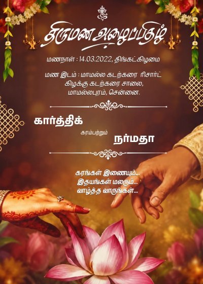 Tamil Traditional Wedding Invitation Template