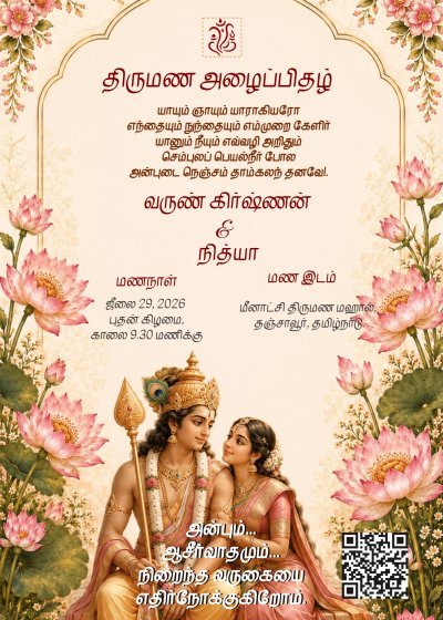 Murugan Wedding Invitation Card Template
