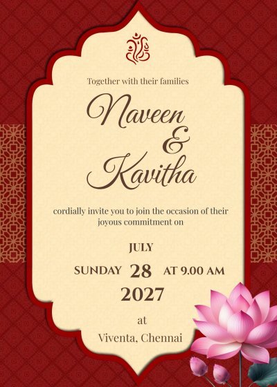 Traditional Hindu Wedding Invitation