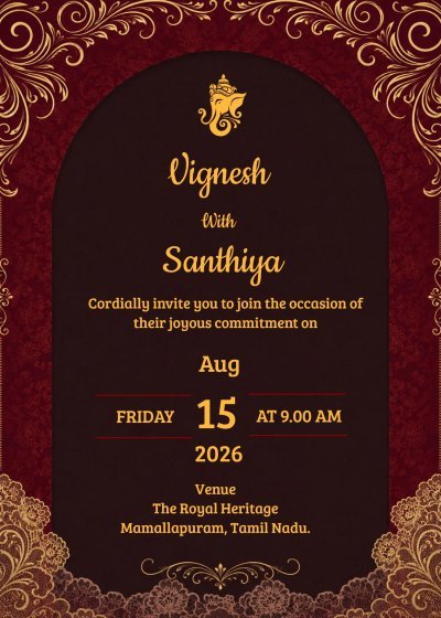 Hindu wedding invitation templates