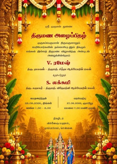 Murugan Theme wedding invitation | Create Lord Murugan Temple Wedding Cards Online | Free Maker - page 2