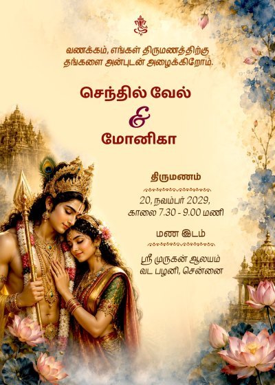 Murugan wedding invitation template