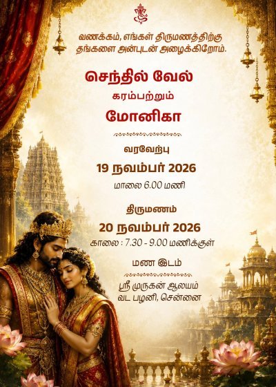 Raja Rani wedding invitation template